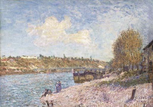 La Berge A Saint-mammes Oil Painting by Alfred Sisley