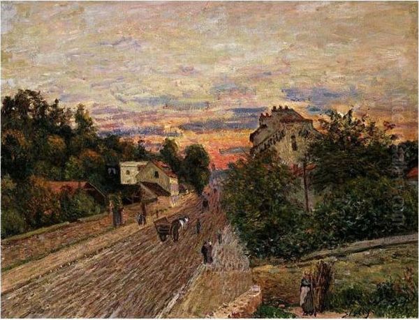 Coucher De Soleil A Port-marly Oil Painting by Alfred Sisley