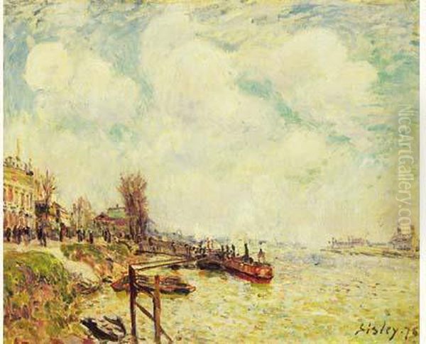 La Seine Au Point Du Jour, 1878. Oil Painting by Alfred Sisley