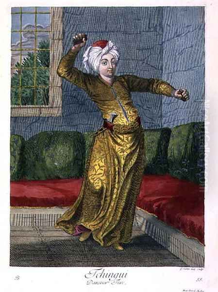 Tchingui, Turkish Dancer, 18th century Oil Painting by Gerard Jean Baptiste Scotin