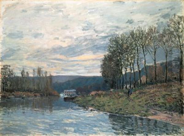 La Seine A Bougival Oil Painting by Alfred Sisley