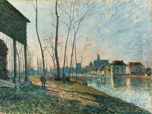 Matin De Fvrier Moret-sur-loing Oil Painting by Alfred Sisley