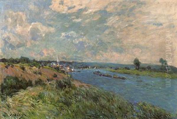 La Seine Saint-cloud Oil Painting by Alfred Sisley