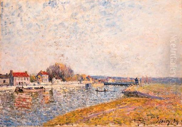 Le Barrage, Canal Du Loing Saint-mamms Oil Painting by Alfred Sisley