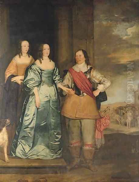 Group portrait of Sir Nicholas Miller (d. 1658), of Oxenhoath, Kent Oil Painting by English School