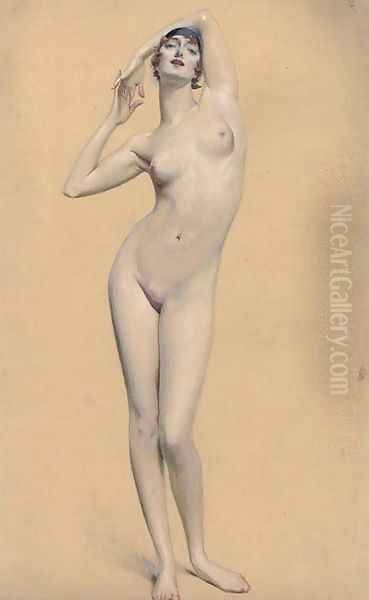 Study of a female nude Oil Painting by English School