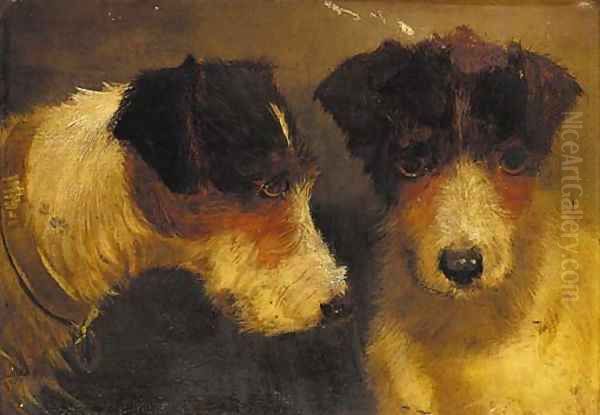 The head of terrier Oil Painting by English School