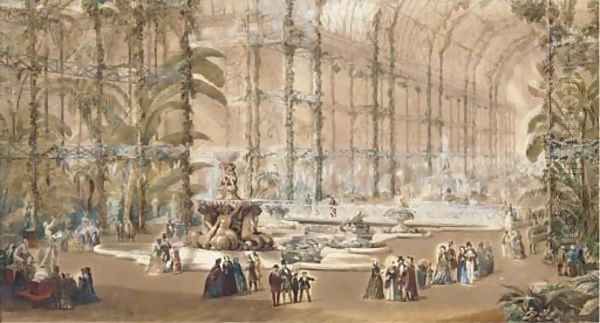 An architectural view of the Tropical Department in the North Wing of the Crystal Palace at Sydenham Oil Painting by English School