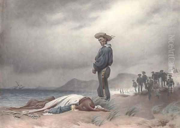 The officer's demise Oil Painting by English School