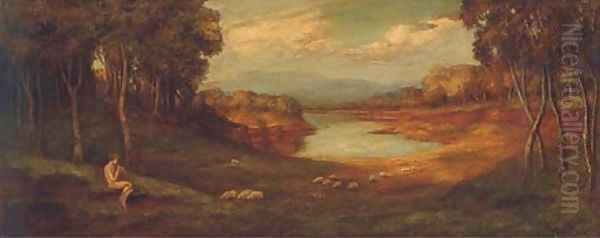 A nude in an extensive landscape Oil Painting by English School