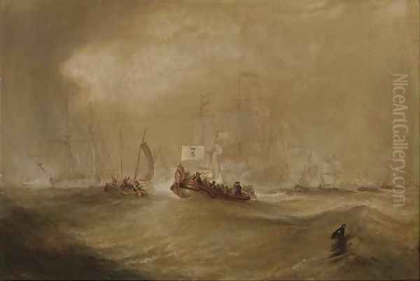 William of Orange arriving at Torbay, England Oil Painting by English School