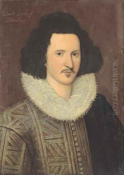 Portrait of a gentleman, traditionally identified as Edward Talbot (1561-1617), 8th Earl of Shrewsbury Oil Painting by English School