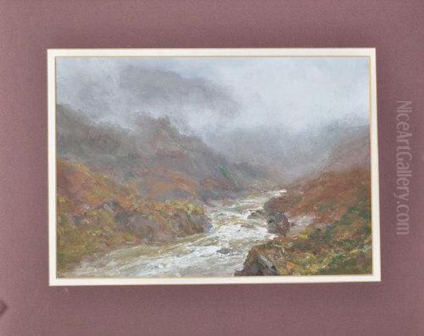 A Misty Upland River Valley Oil Painting by John Falconar Slater