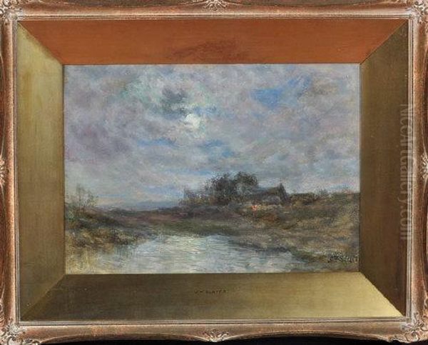 Moonrise Over An Upland Farm Oil Painting by John Falconar Slater