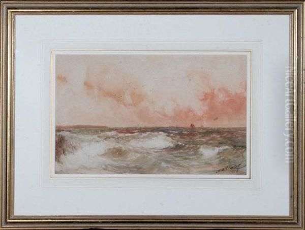 A Sea Study With Fishing Boats On The Horizon Oil Painting by John Falconar Slater