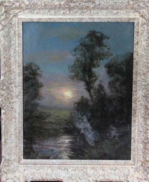 Moonrise Over A River Oil Painting by John Falconar Slater