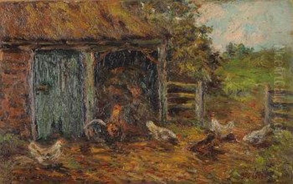 Chickens In A Farmyard Oil Painting by John Falconar Slater