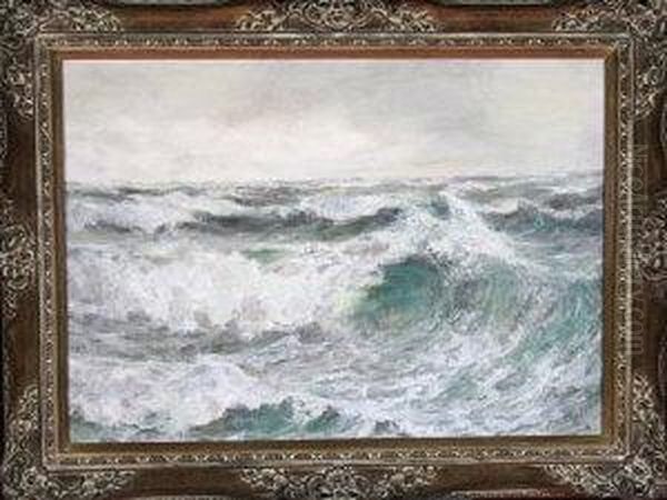 A Study Of Waves Breaking On The North East Coast Oil Painting by John Falconar Slater