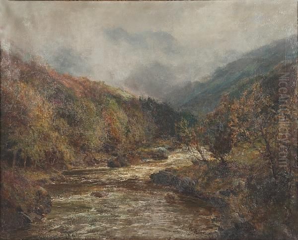 A Mountainous Landscape With Rocky Stream Oil Painting by John Falconar Slater