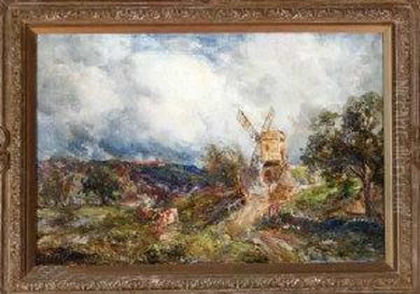 A Northern Landscape With Windmill Oil Painting by John Falconar Slater