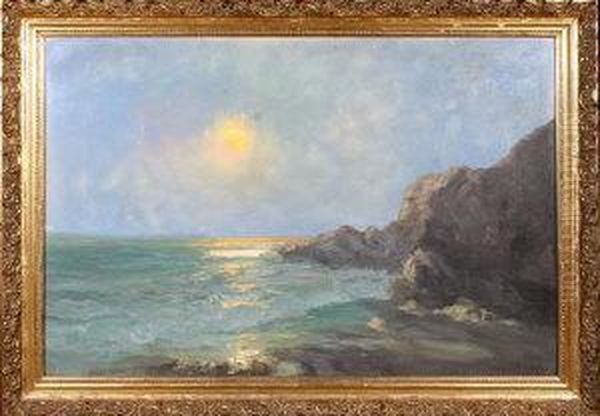 Moonrise Over The North Sea Oil Painting by John Falconar Slater