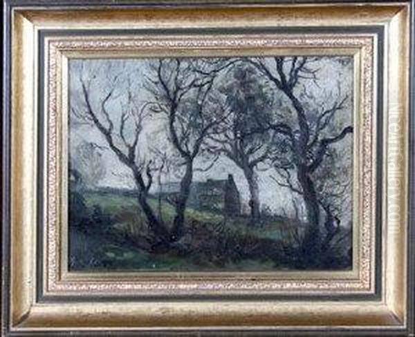 A Farmhouse Viewed Through A Screen Of Trees Oil Painting by John Falconar Slater