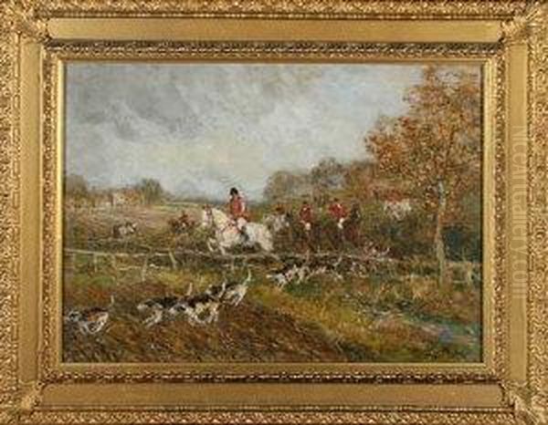 A Fox Hunt In Full Cry Oil Painting by John Falconar Slater