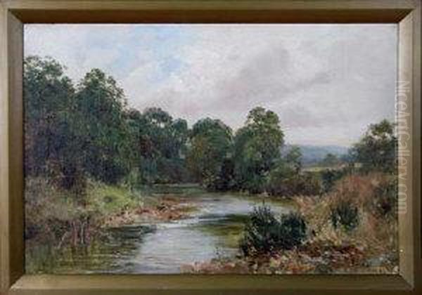 A Quiet River Scene In Summer Oil Painting by John Falconar Slater