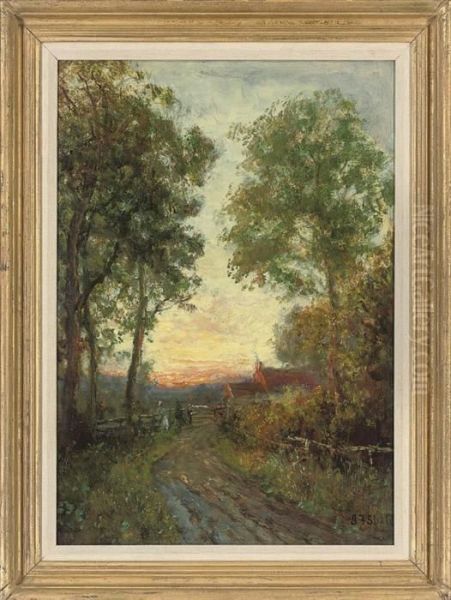 A Country Lane At Dusk Oil Painting by John Falconar Slater