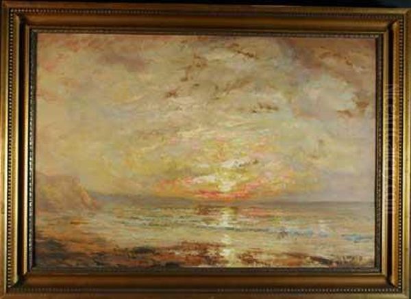 Boarddepicting A Seascape Oil Painting by John Falconar Slater