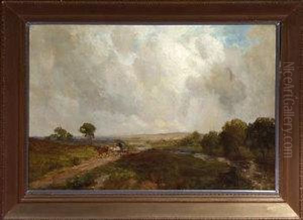 A Horsedrawn Wagon On A Riverside Road Oil Painting by John Falconar Slater