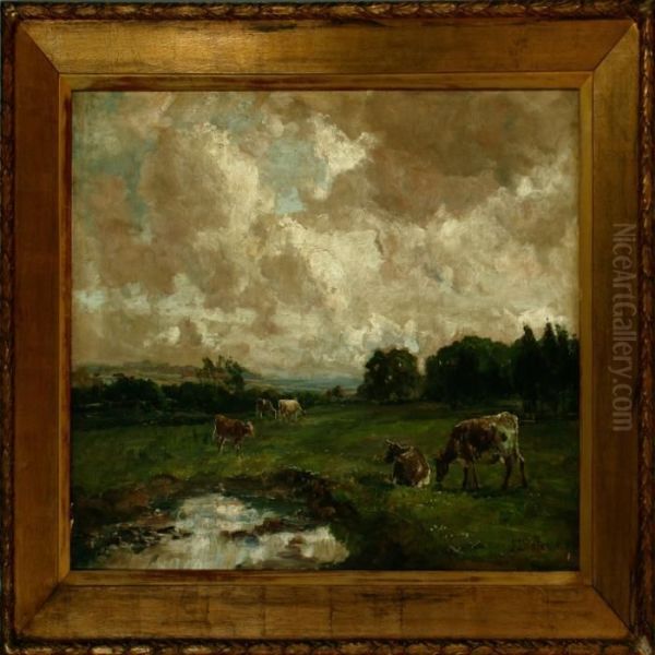 Summer Landscape With Grazing Cattle Oil Painting by John Falconar Slater