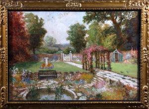 A Walled Garden In Summer Oil Painting by John Falconar Slater