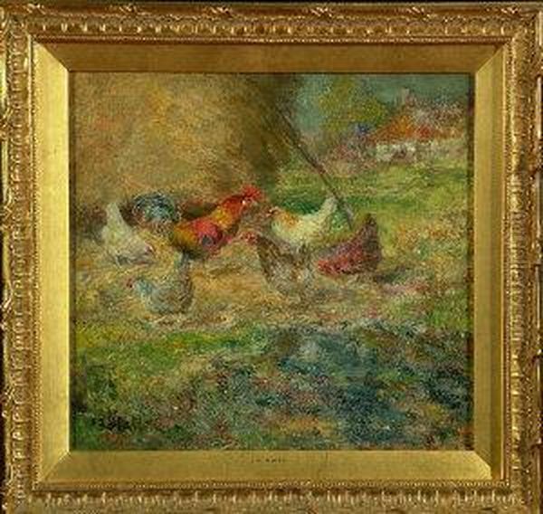 Poultry Near A Haystack Oil Painting by John Falconar Slater