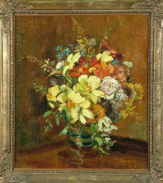 A Flower Arrangement In A Vase Oil Painting by John Falconar Slater