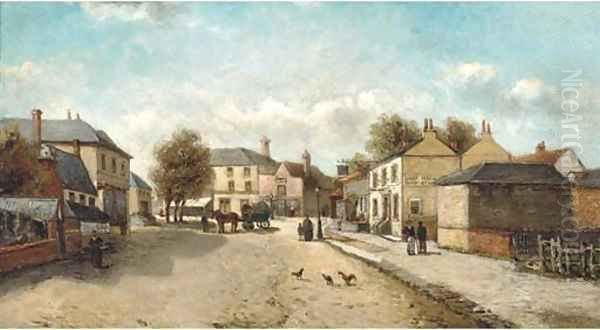 A quiet afternoon in an English village Oil Painting by English School