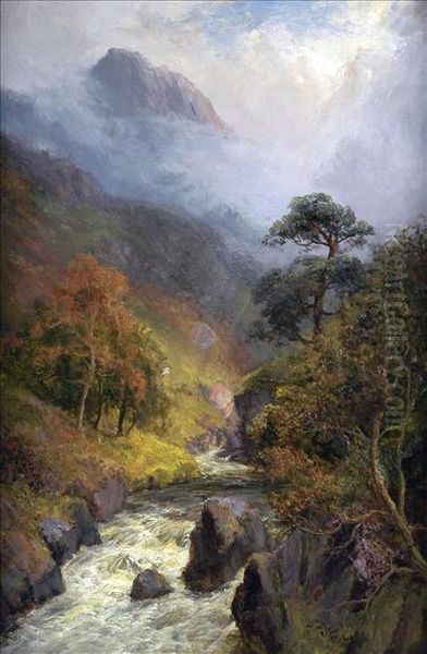 A Mountaintorrent Oil Painting by John Falconar Slater