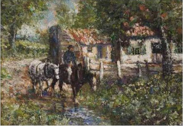 Riding Under The Apple Tree Oil Painting by John Falconar Slater