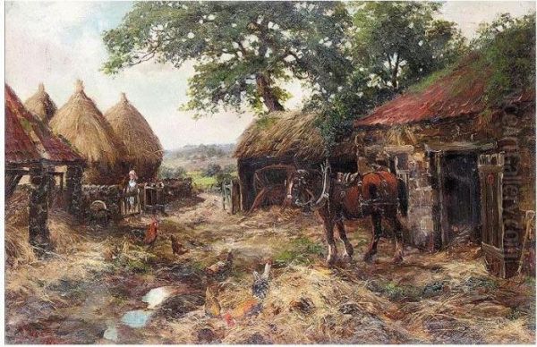 The Farmyard Oil Painting by John Falconar Slater