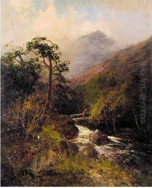 Bridge Over A Highland Stream Oil Painting by John Falconar Slater