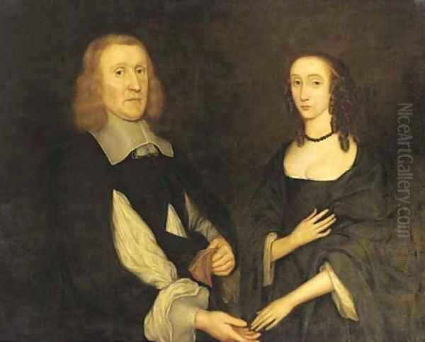 Double portrait of a lady and gentleman Oil Painting by English School