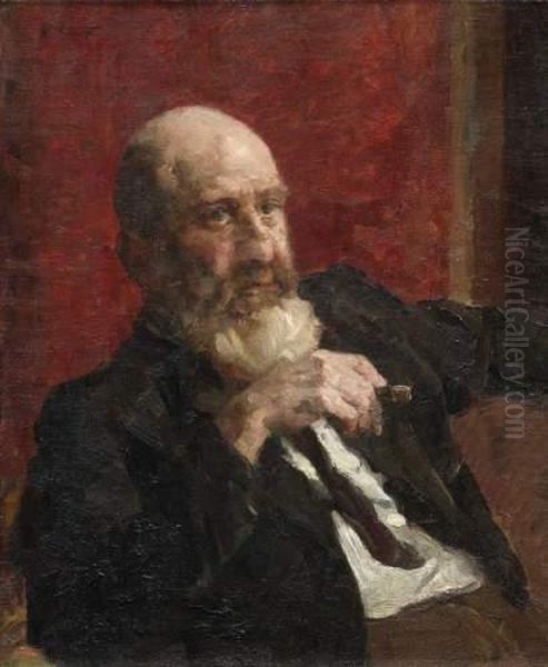 Portrait Of A Man With Cigar Oil Painting by Max Slevogt