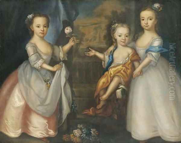 Group portrait of three children of William Meachin Oil Painting by English School