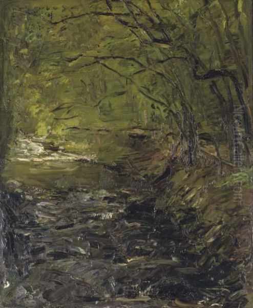 A Forest Creek Oil Painting by Max Slevogt