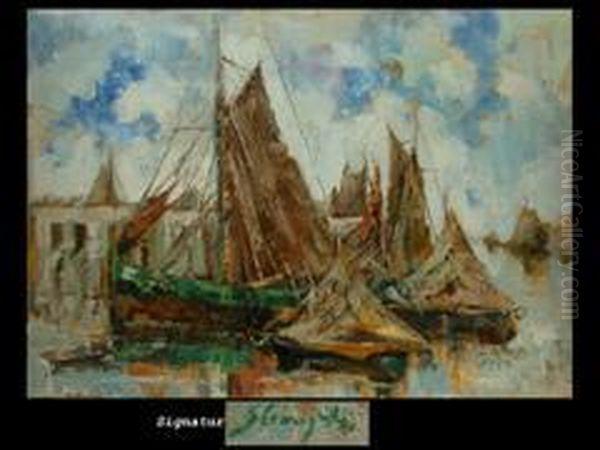 Das Segelschiff Mit Gruner Reling Oil Painting by Max Slevogt