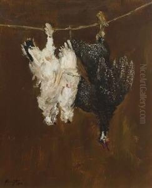 Schneehuhner Und
 Perlhuhn Oil Painting by Max Slevogt