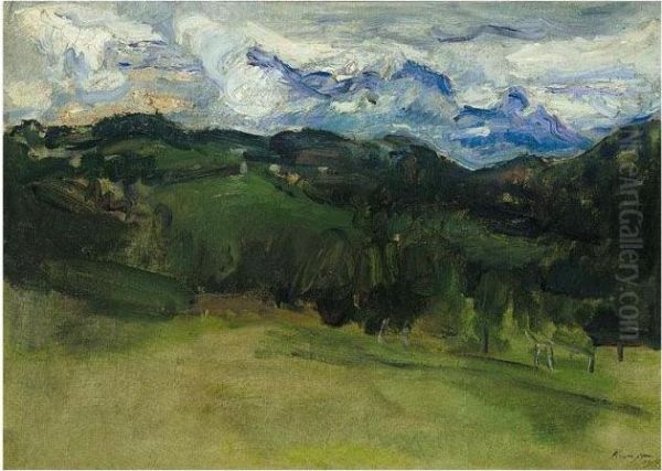 Gewitter Uber Dem Rosengarten Bei Bozen (storm Above The Rosengarten Near Bolzano) Oil Painting by Max Slevogt