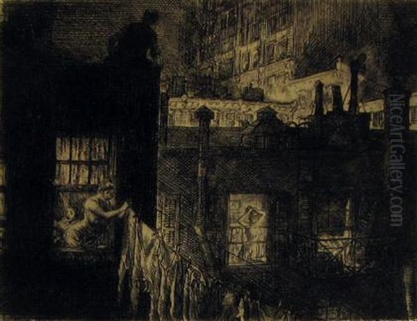 Night Windows Oil Painting by John Sloan