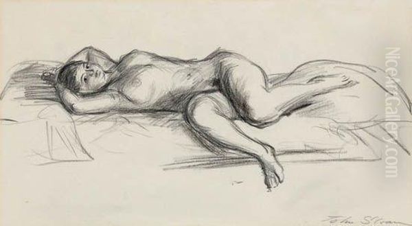 Reclining Nude Oil Painting by John Sloan