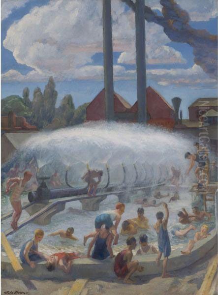 Water And Light, Santa Fe Oil Painting by John Sloan